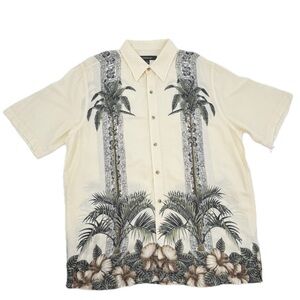 Croft & Barrow Tropical Palm Trees Floral Print Men's Camp Shirt Size Large, NWT